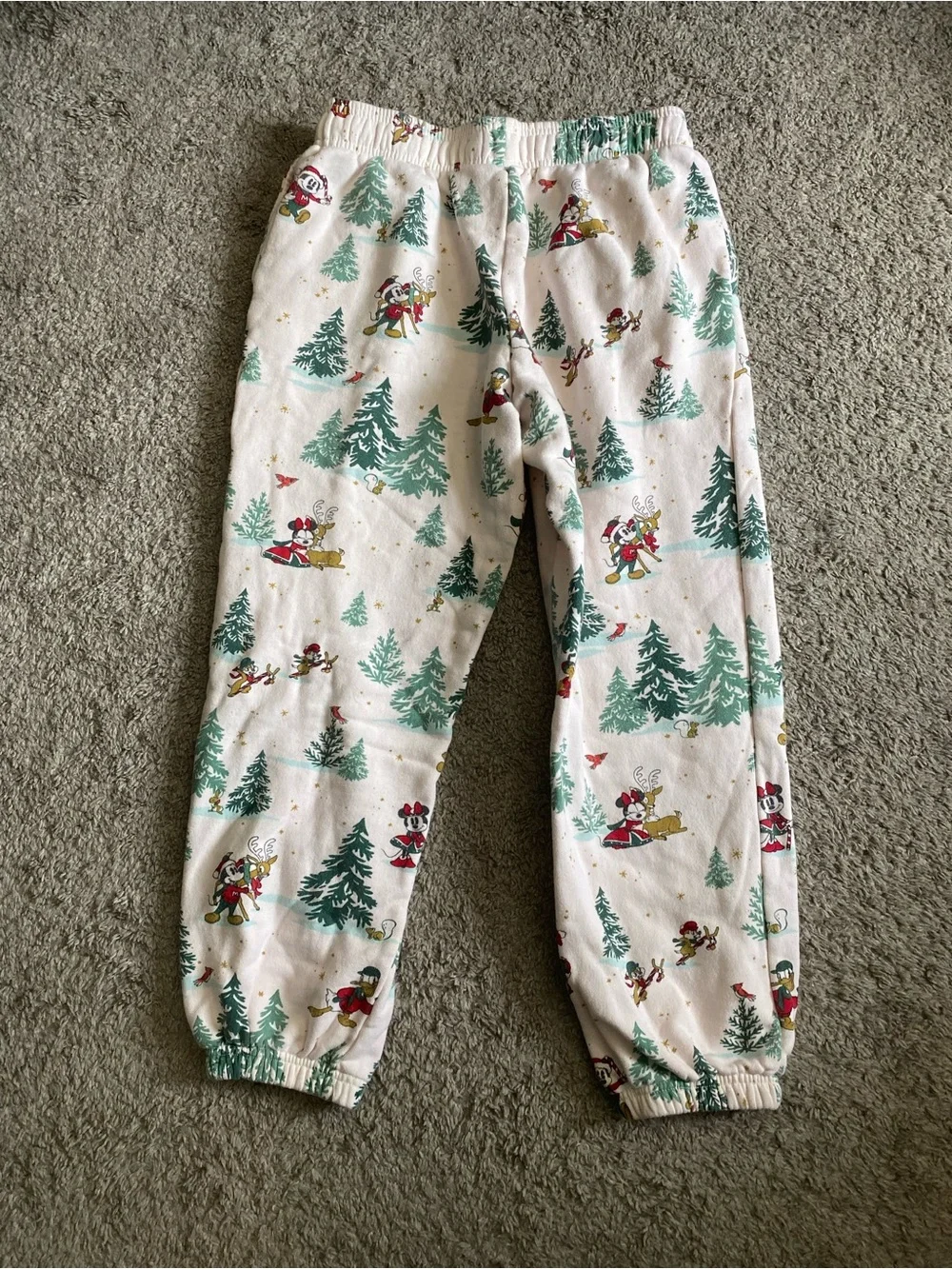 Disney White Holiday Character Pajama Pants with Green Trees - Picture 6 of 6